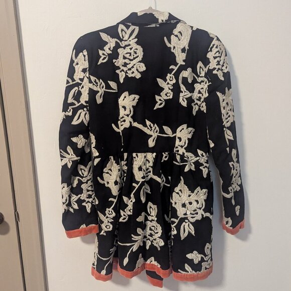 Plenty Tracy Reese Velvet Embroidered Jacket Crewel Princess Coat Girly Flare - Picture 3 of 8